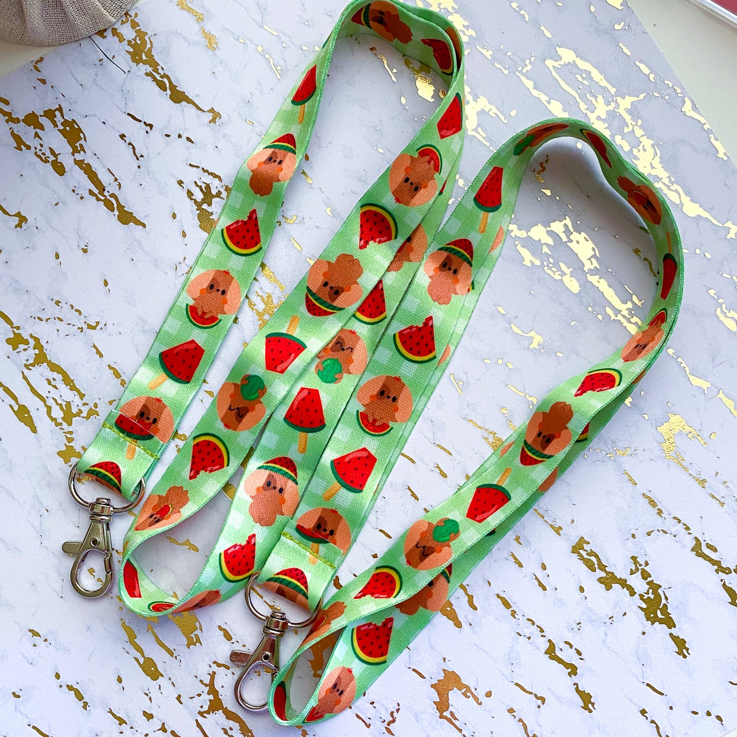 Summer Cute Puppy Nina Watermelon Green Lanyard