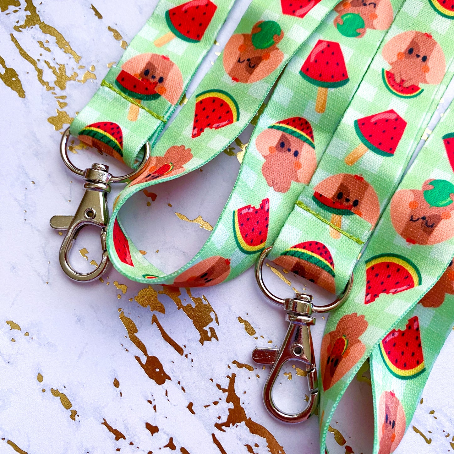 Summer Cute Puppy Nina Watermelon Green Lanyard