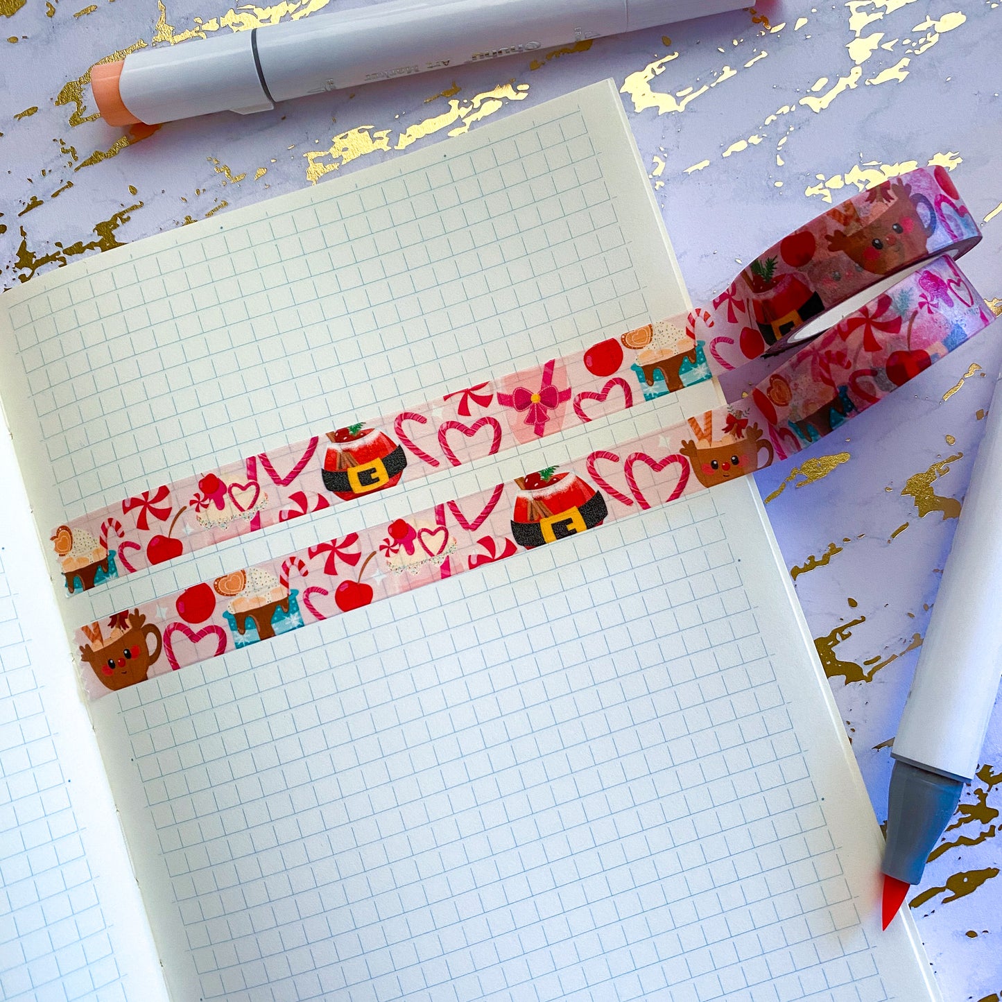 Pink Holiday Drinks Christmas Washi Tape