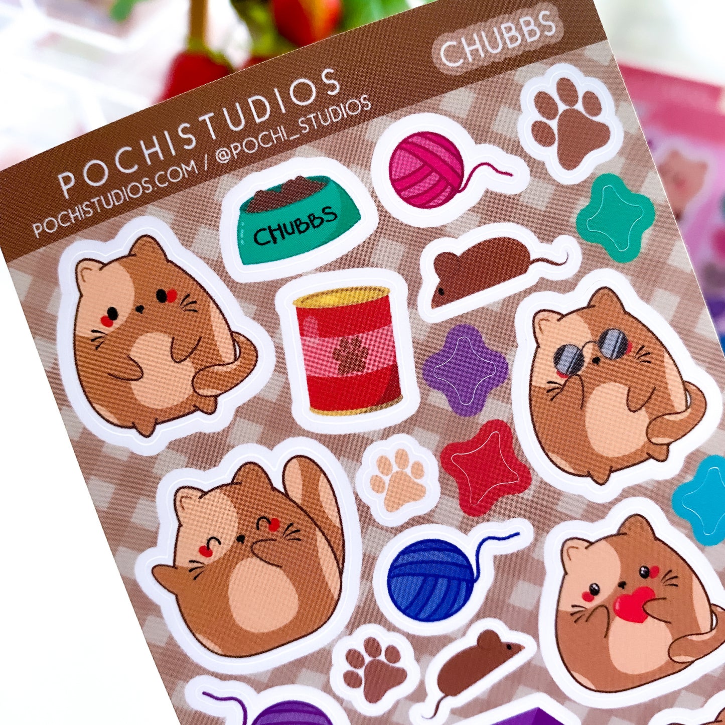 Cute Chubby Brown Kitty Cat Hi Chubbs! Matte Vinyl Sticker Sheet