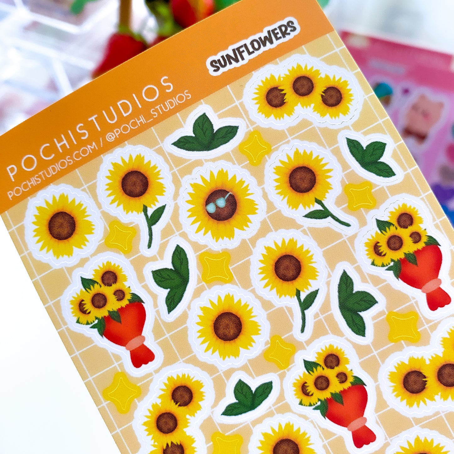 Little Yellow Summer Sunflowers Deco Matte Vinyl Sticker Sheet