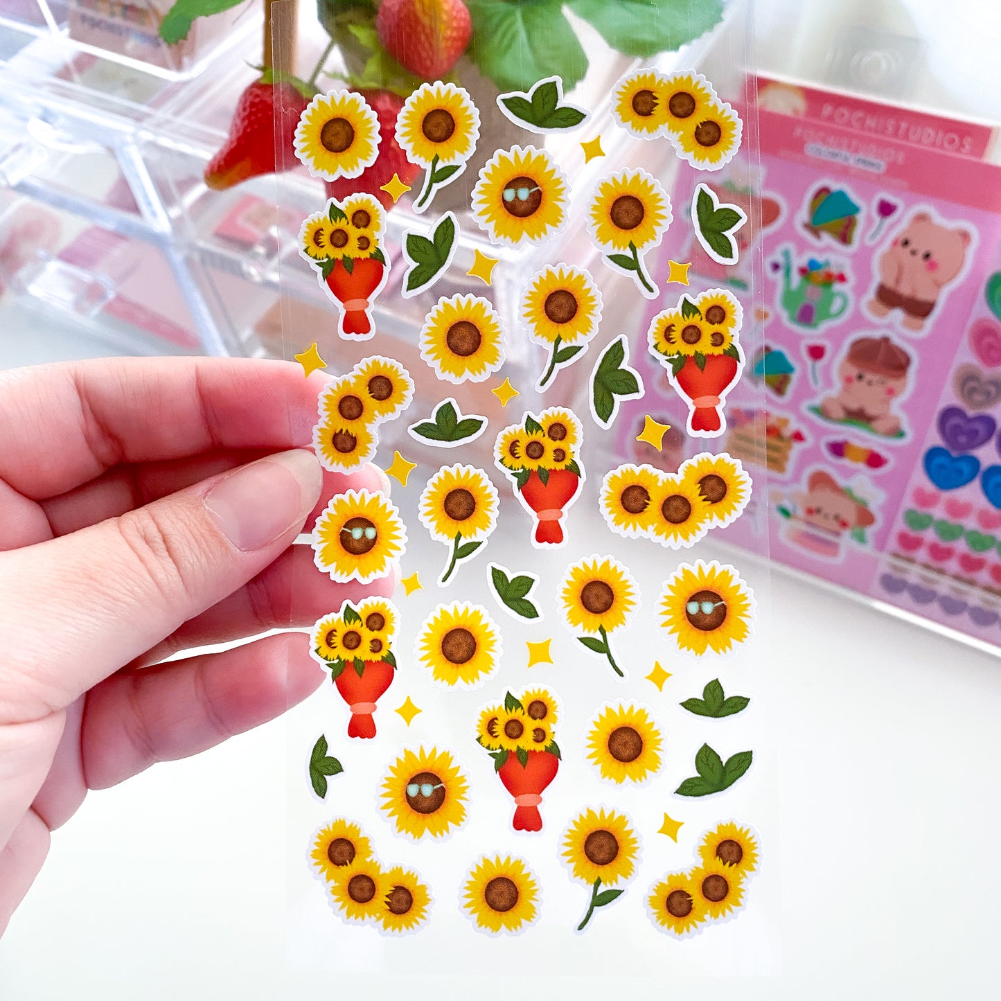 Little Yellow Summer Sunflowers Deco Matte Vinyl Sticker Sheet