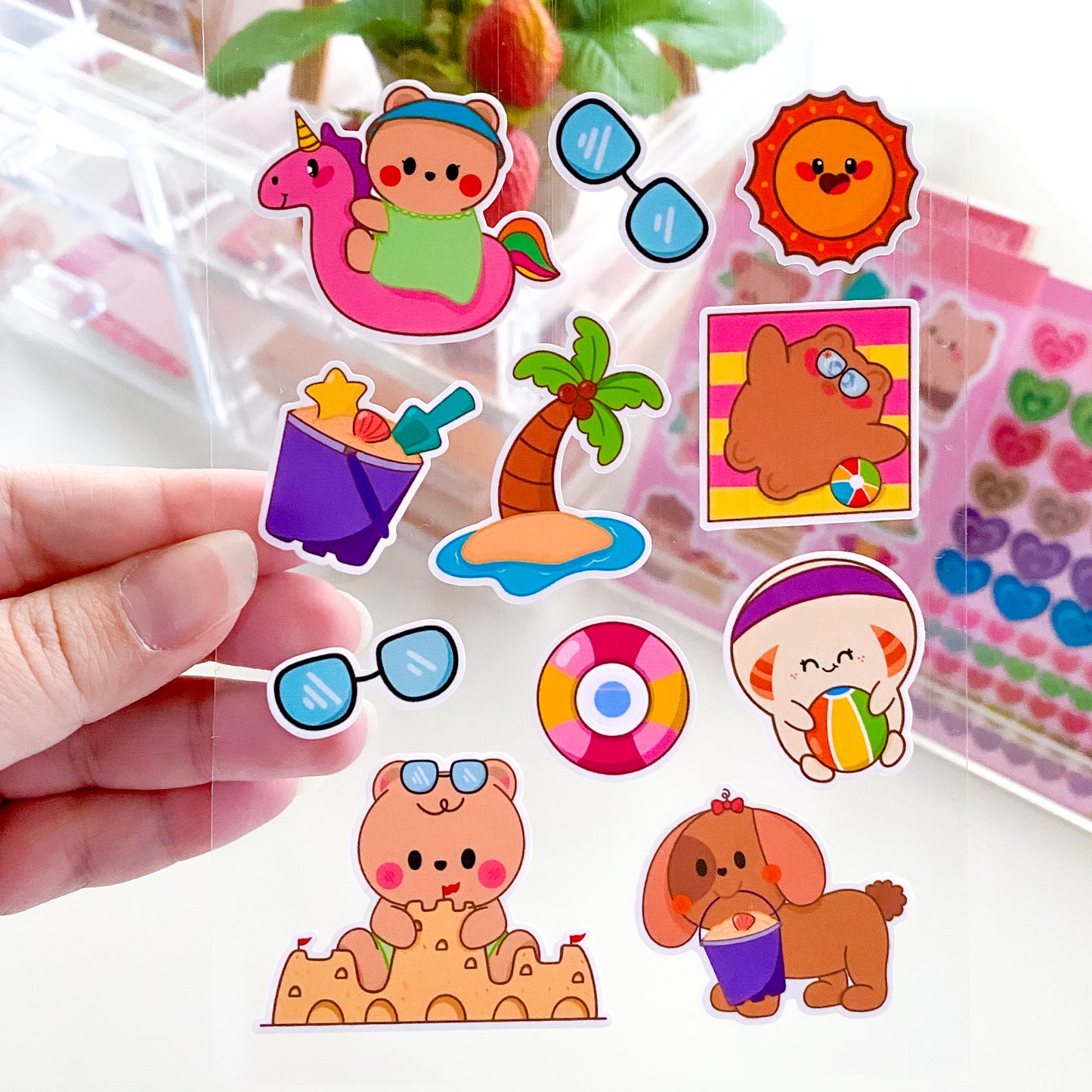 Cute Colorful Summer Days With Our Pochifam! Matte Vinyl Sticker Sheet