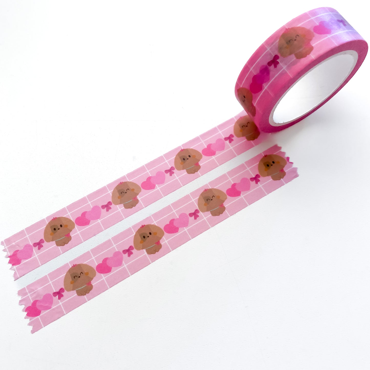 Cute Puppy Nina Pink Hearts & Bows Washi Tape