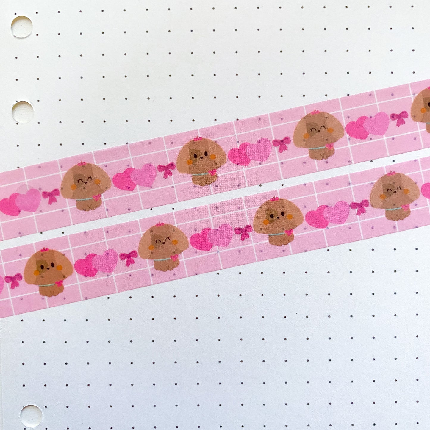 Cute Puppy Nina Pink Hearts & Bows Washi Tape