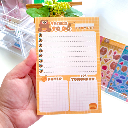 Honey Bear Pochi Things To Do 4x6 In. Notepad