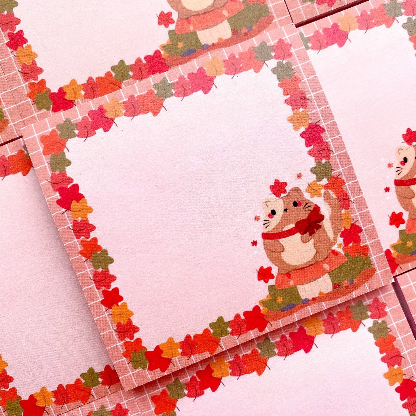 Cozy Autumn Chubbs Cute Chubby Kitty Fall Leaves Sticky Notes