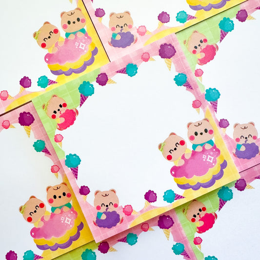 Colorful Pastel Colors Baby Bear Twins "Cotton Candy" Memo Pad