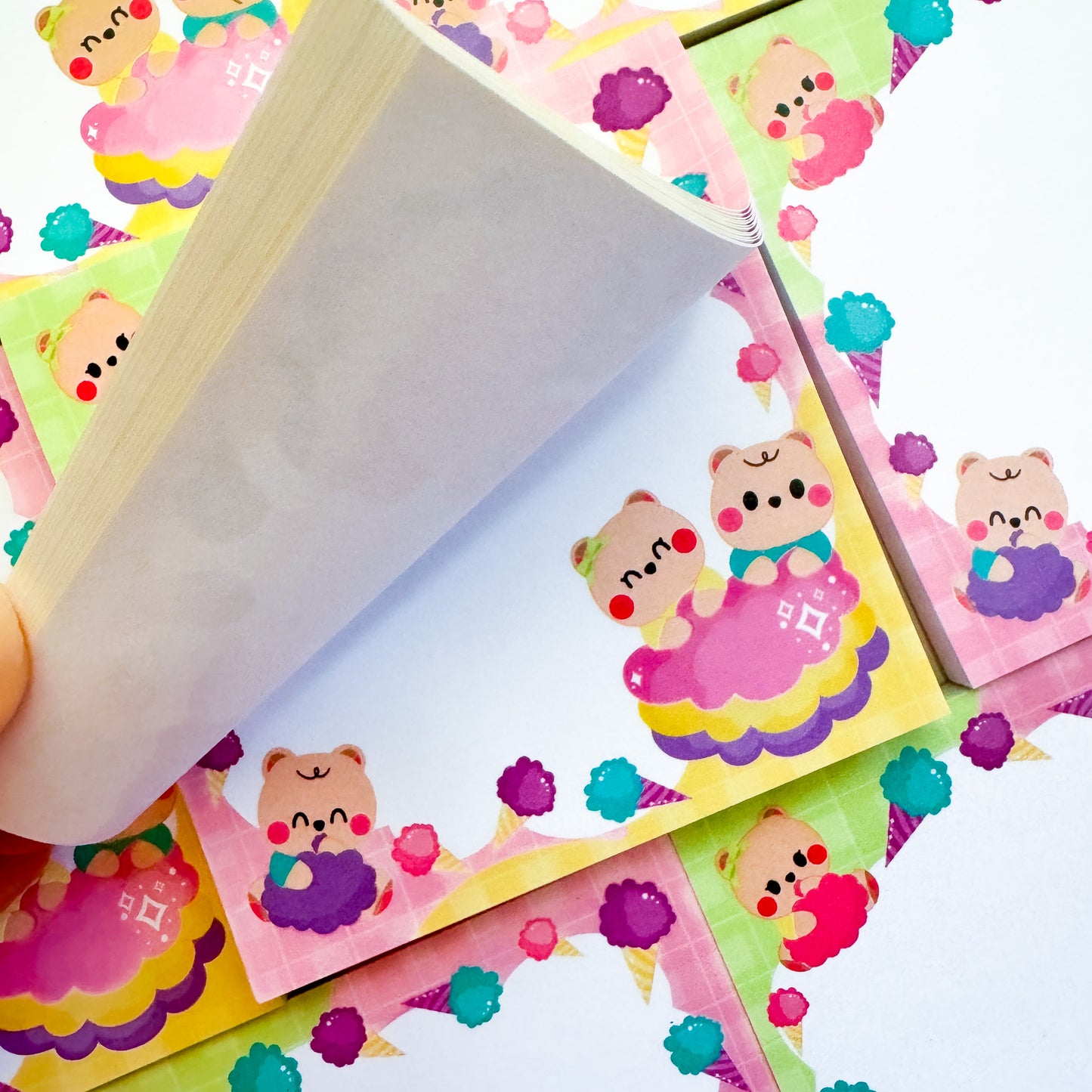 Colorful Pastel Colors Baby Bear Twins "Cotton Candy" Memo Pad