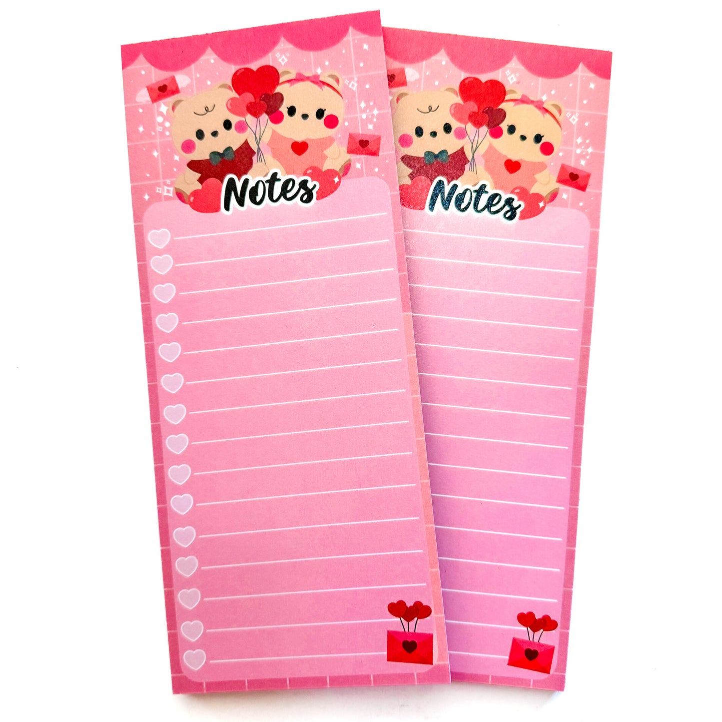 Adorable Baby Bear Twins "Love is in the Air" 3.5x8.5 in Long Notepad