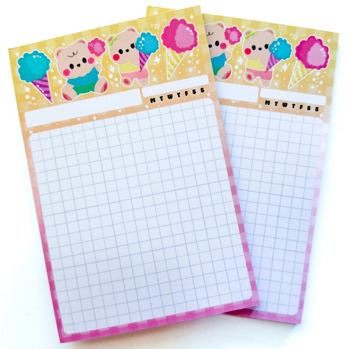 Colorful Pastel Colors Baby Bear Twins "Cotton Candy" 4x6 In. Notepad