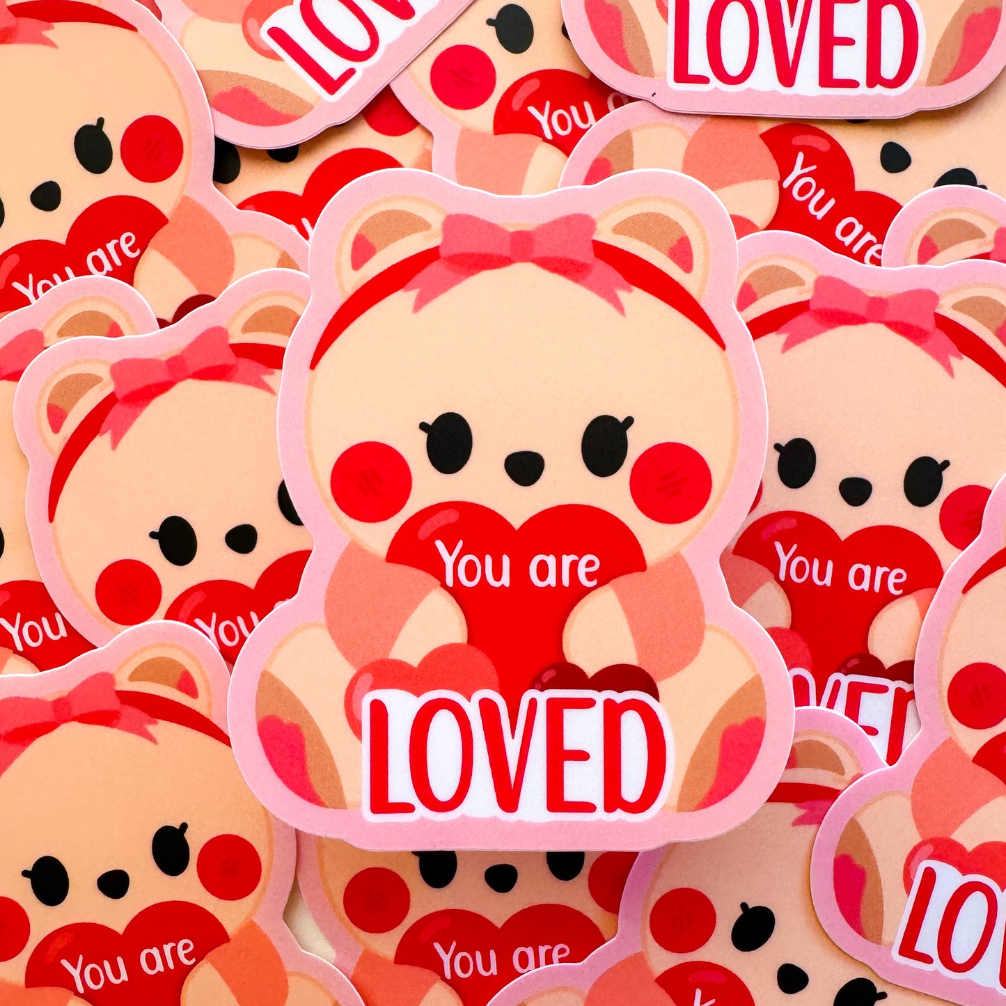 Adorable Baby bear Twin Berries "You are Loved" Waterproof Vinyl Die-Cut Sticker