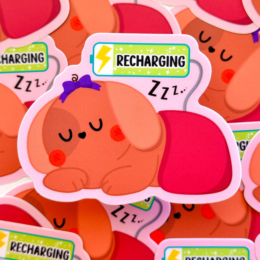 Puppy Nina Self Care Recharging Waterproof Matte Vinyl Sticker