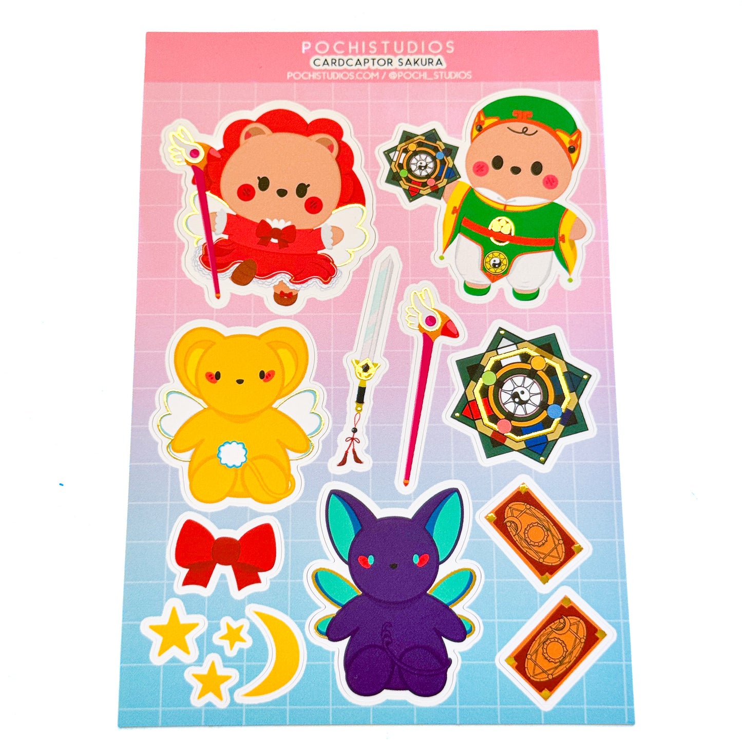 Card Captor Sakura Inspo Holo Gold Foil Matte Sticker Sheet