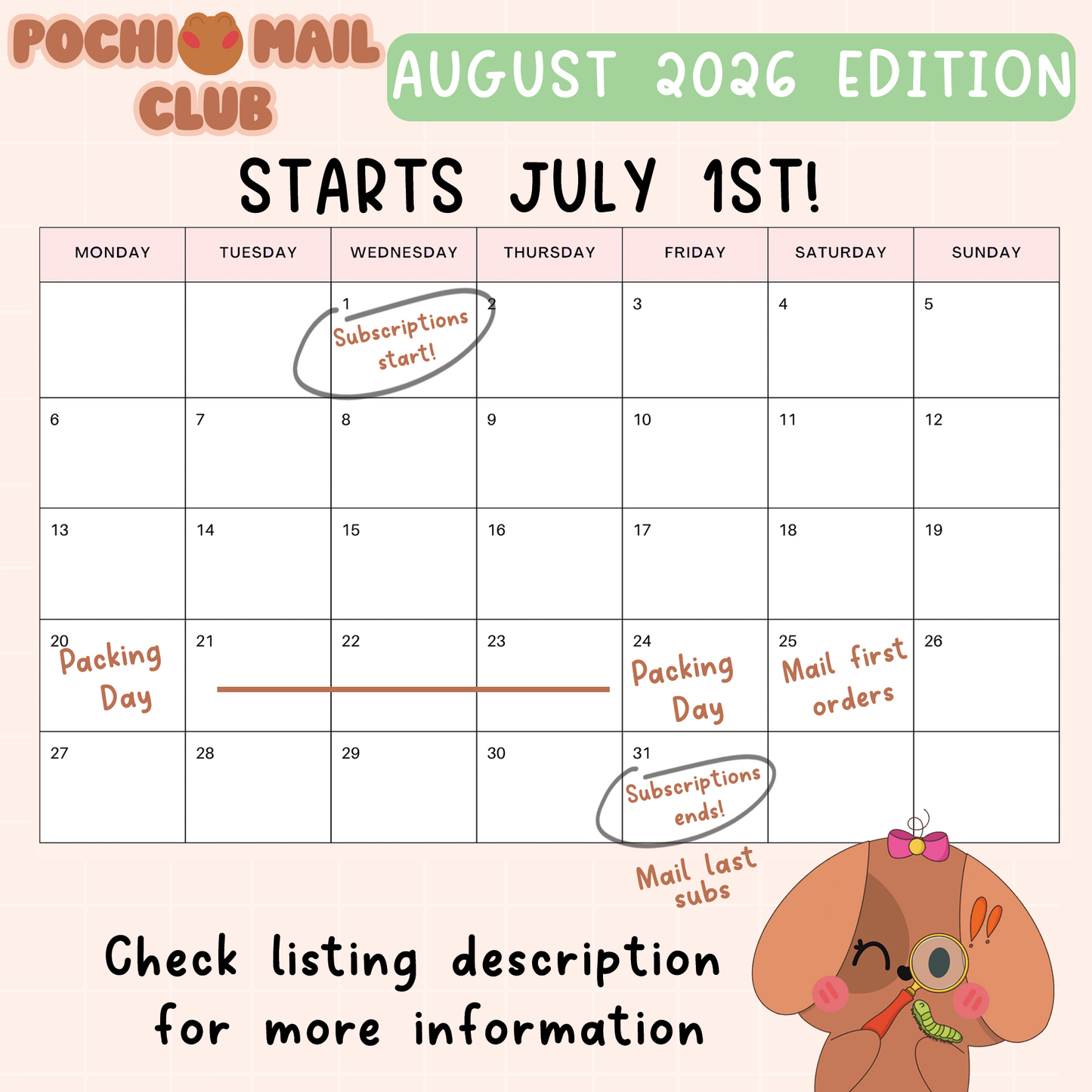 Pochi Friends Mail Club "AUGUST EDITION"