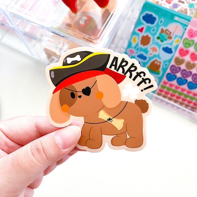 Arrff! Nina Puppy Pirate Waterproof Matte Vinyl Die-Cut Sticker