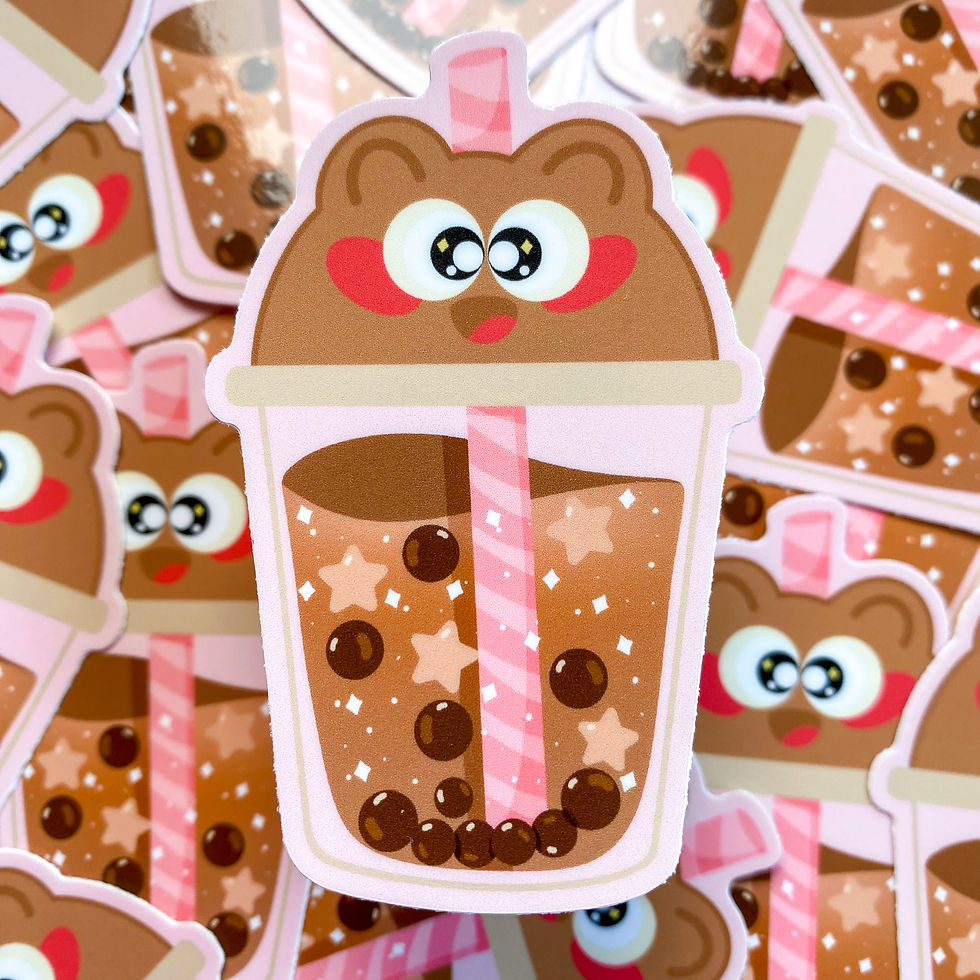 Brown Sugar Pochi Bear Boba Waterproof Glossy Die-Cut Sticker