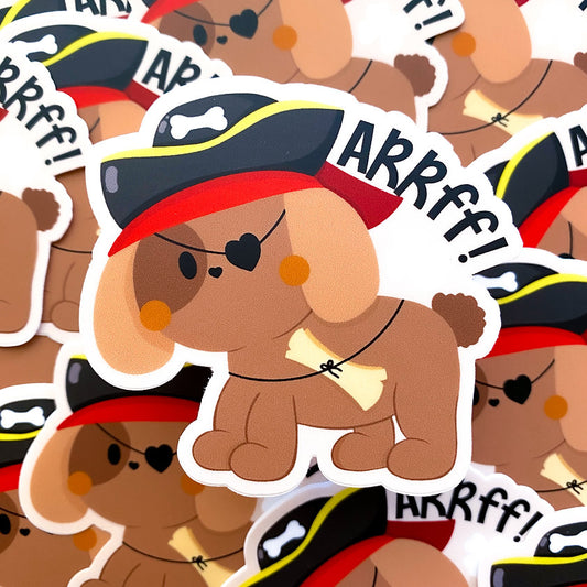 Arrff! Nina Puppy Pirate Waterproof Matte Vinyl Die-Cut Sticker