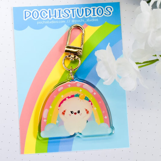 Cute Colorful Rainbow Hi! I'm Florecita Mushroom Keychain