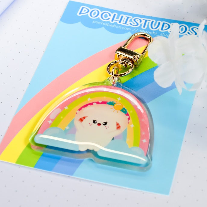 Cute Colorful Rainbow Hi! I'm Florecita Mushroom Keychain