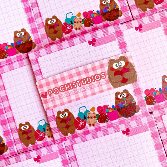 Be My Valentine Pochi Pink Plaid Sticky Notes